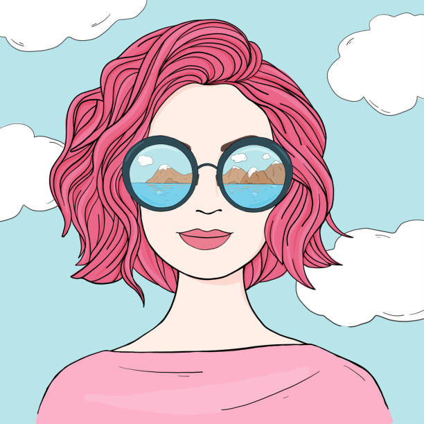 Ilustración de Mujer De Moda Con Pelo Rosa En Gafas De Sol Espejadas  Dibujado A Mano y más Vectores Libres de Derechos de Chica adolescente -  iStock