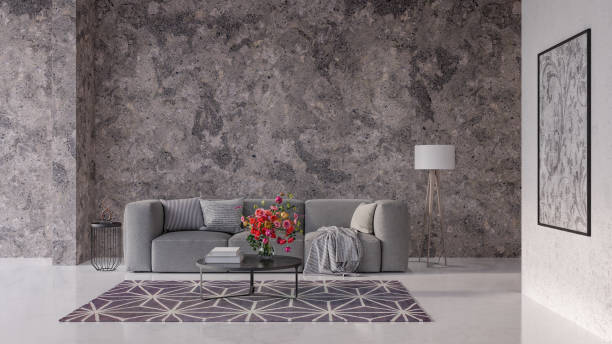 istock Modern Living room, interior design with green plants 3D Render 1168484421