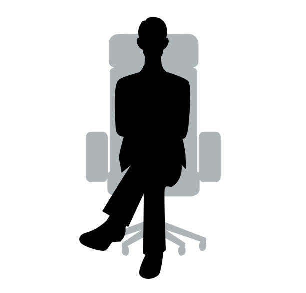 The silhouette of the businessman who sits down on a chair The silhouette of the businessman who sits down on a chair entrepreneur silhouettes stock illustrations