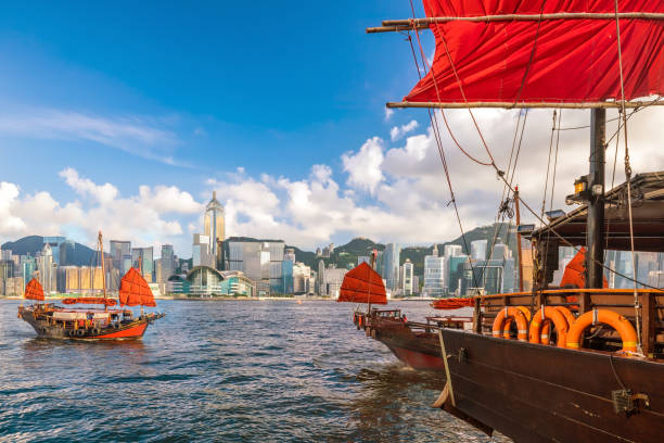 istock Victoria Harbour Hong Kong  with vintage ship 1168488694