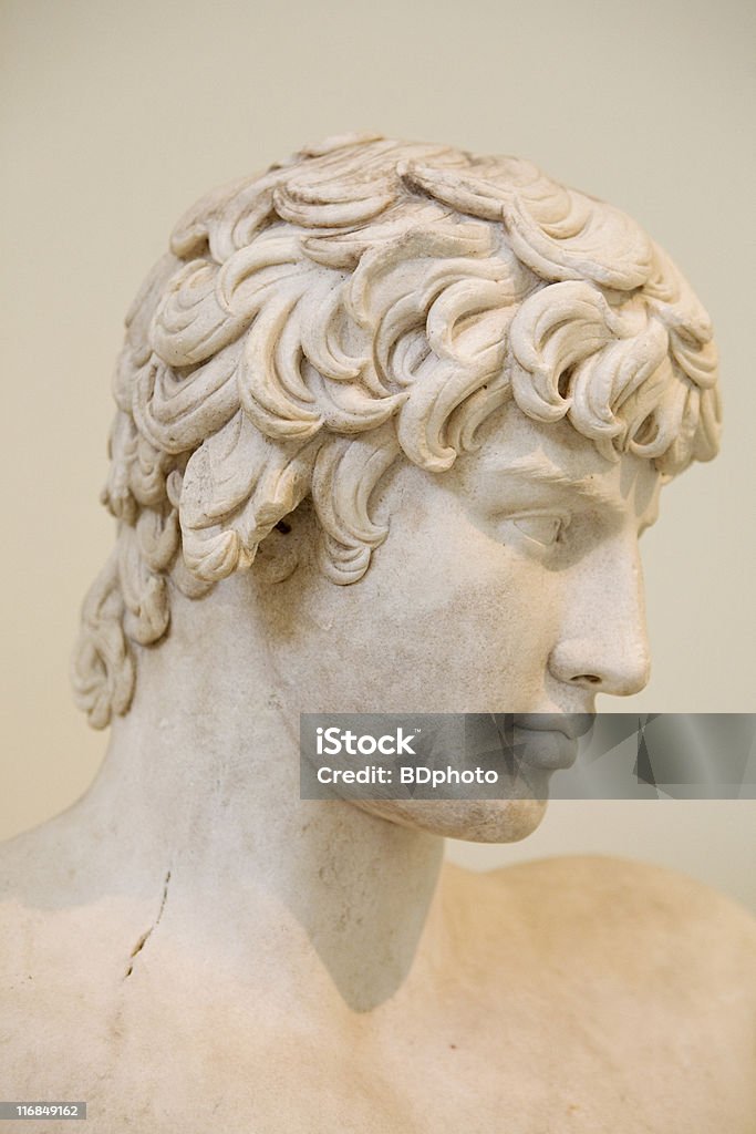 Antike Büste des griechischen Marmor Antinoos - Lizenzfrei Archäologie Stock-Foto