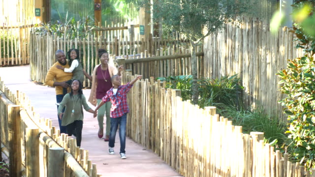 African-American family of five at the zoo