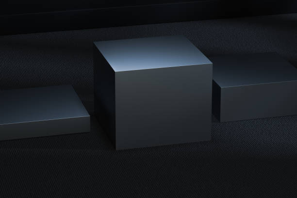 istock The metal cubic platform in the dark room, 3d rendering. 1168504135