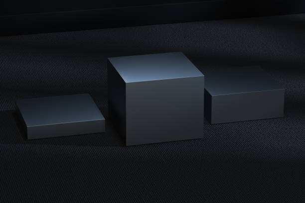 istock The metal cubic platform in the dark room, 3d rendering. 1168504174