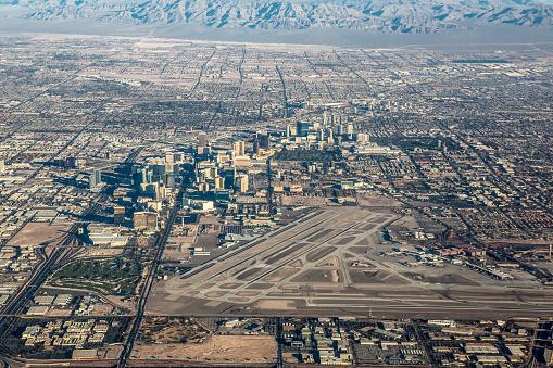 High Altitude views of the Las Vegas Strip and McCarran Airport