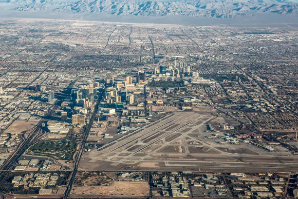 High Altitude views of the Las Vegas Strip and McCarran Airport