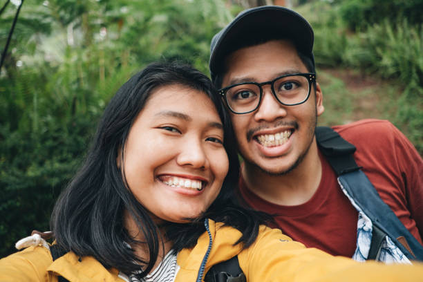 Young Couple Selfie Together while Travelling in Bandung