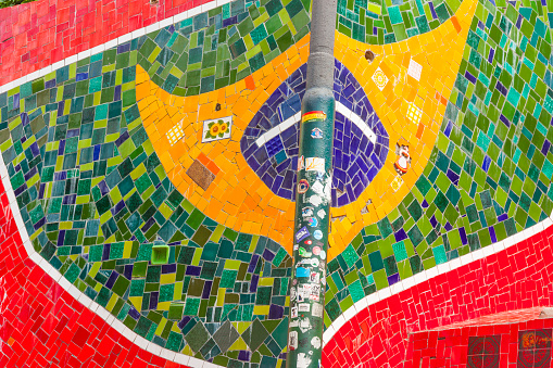 Abstract colorful mosaic background of tiles. Broken tiles mosaic pattern
