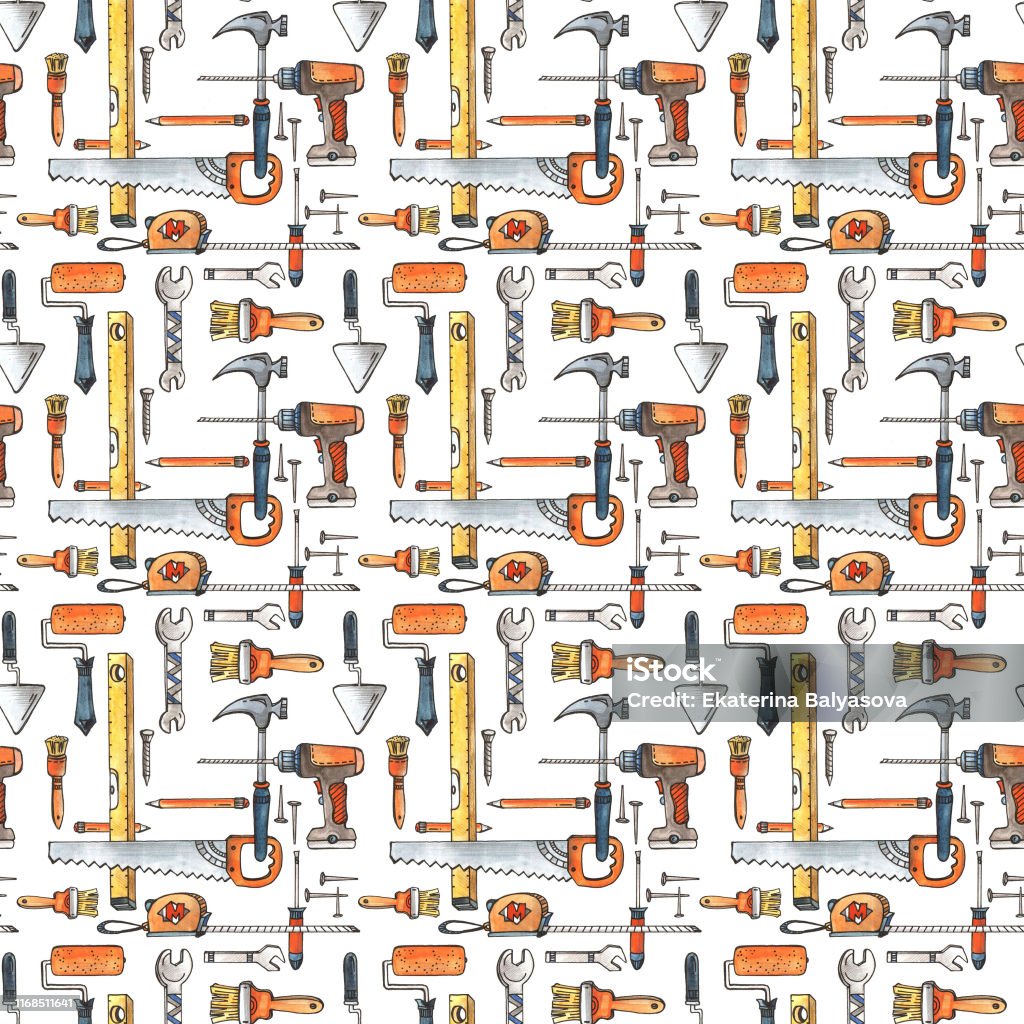 Pattern With Tools Tools For Construction And Repair Stock Illustration ...