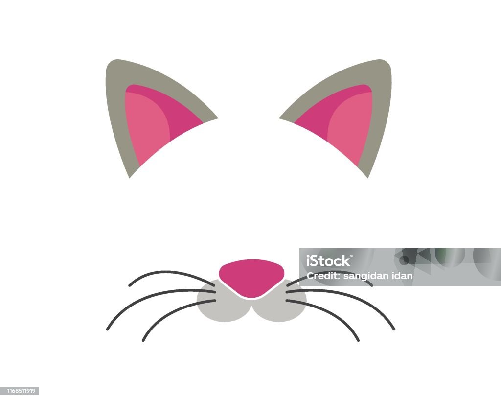Cat Face Elements Set Vector Illustration Animal Character Ears And Nose  Video Chart Filter Effect For Selfie Photo Stock Illustration - Download  Image Now - iStock