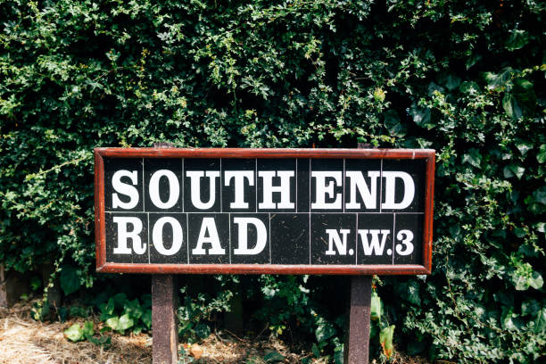 istock South End Road name sign, London 1168513833
