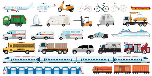 ilustrações, clipart, desenhos animados e ícones de conjunto de veículos transportáveis. - police helicopter