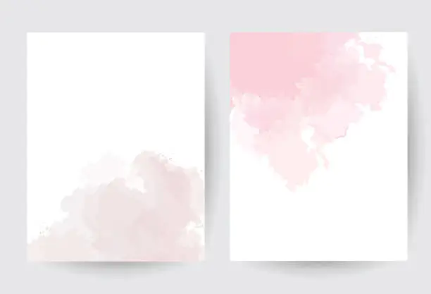 Vector illustration of Dusty pink and taupe watercolor vector splash cards.