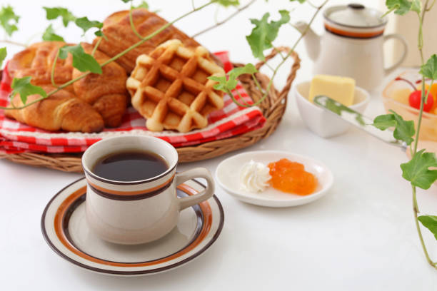 Coffe with Pancakes, Bacon and Eggs