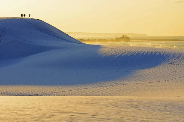 The sunset of the snow yan in Tottori sand dunes