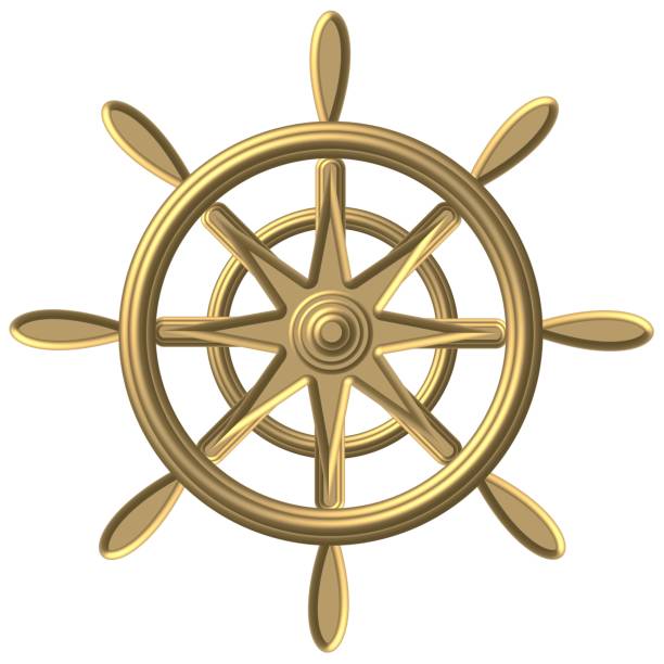 złoty glob kompas kotwica windrose kierownica żaglowiec - compass compass rose north direction stock illustrations