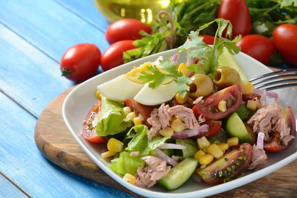 istock Tuna salad with lettuce, eggs and tomatoes 1168523033