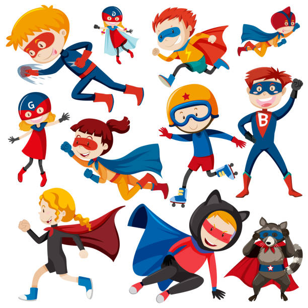 青と赤の衣装でスーパーヒーロー - boyhood点のイラスト素材／クリップアート素材／マンガ素材／アイコン素材