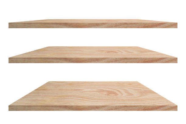 istock Empty vintage wooden shelf isolated on white background. with clipping path 1168541520