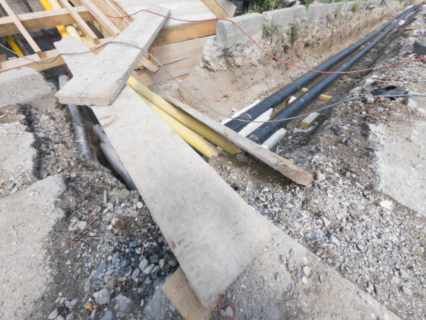 istock Construction site, preinsulated pipeline in a trench 1168543751