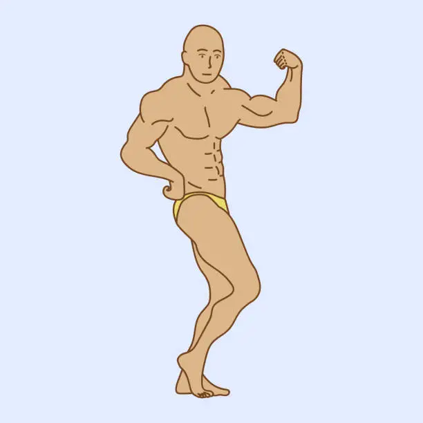 Vector illustration of Bodybuilder flexing his muscles, vector illustration
