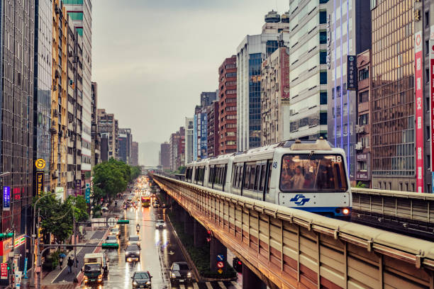 istock Elevated monorail Taipei city 1168546408