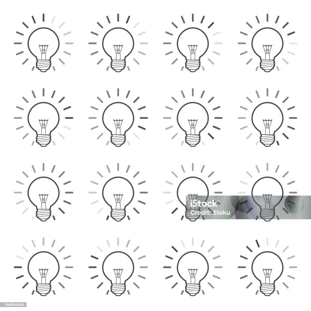 Light Bulb With Rotating Rays Animation Sprite Sheet In Linear Style  Isolated On White Stock Illustration - Download Image Now - iStock