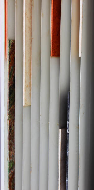 istock Louvered partition wall with marble slabs - Abstract architectural background 1168557406