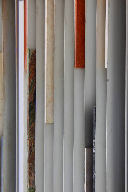 istock Louvered partition wall with marble slabs - Abstract architectural background 1168557528