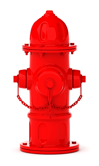 close up on red painted fire hydrant on the sidewalk