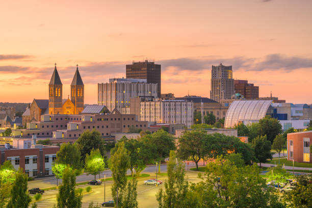 akron, ohio, skyline da cidade dos eua - university of colorado - fotografias e filmes do acervo