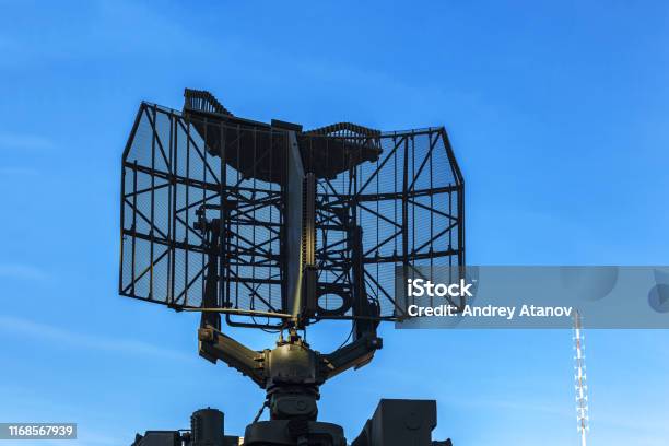 Military Radiolocating Machine Under Open Sky Stock Photo - Download Image Now - Allied Forces, Antenna - Aerial, Armored Tank