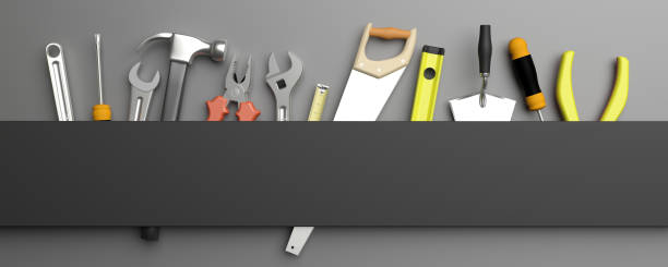 Various Hand  tools. 3d illustration Various Hand  tools withcopy space on a background. 3d illustration hardware store stock pictures, royalty-free photos & images