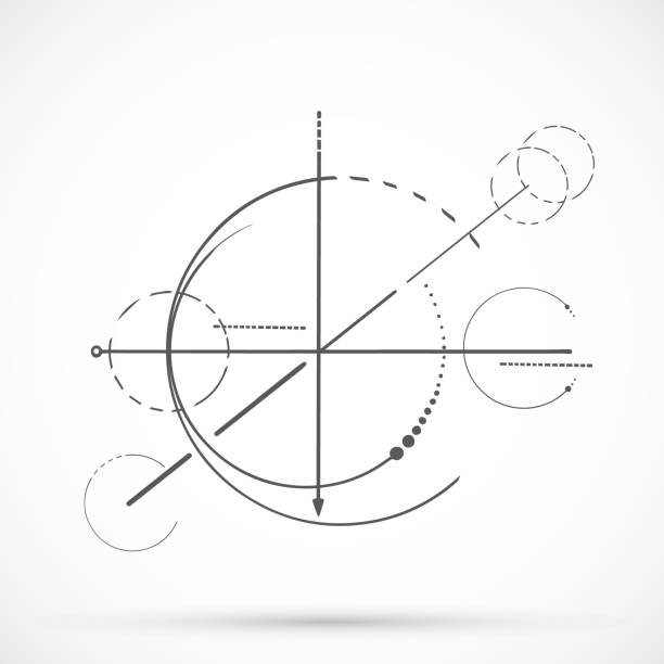 Geometry Line Set Geometry scheme sacred line circle symbol on white background compasses stock illustrations