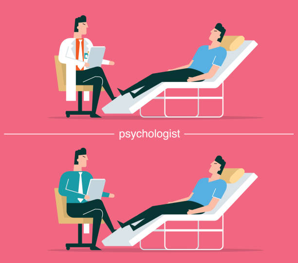 ilustrações, clipart, desenhos animados e ícones de um homem que visita um psicólogo - psychiatrists couch