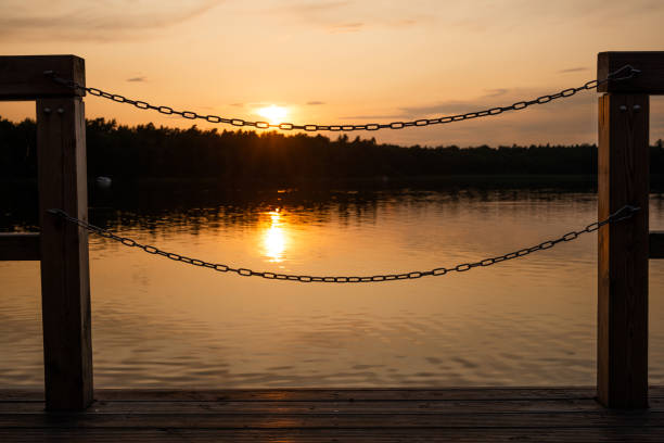 Pier and sunset over the lake