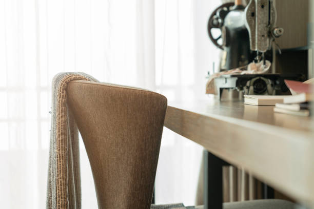 istock close up working chair with wooden table working top home design concept 1168580971