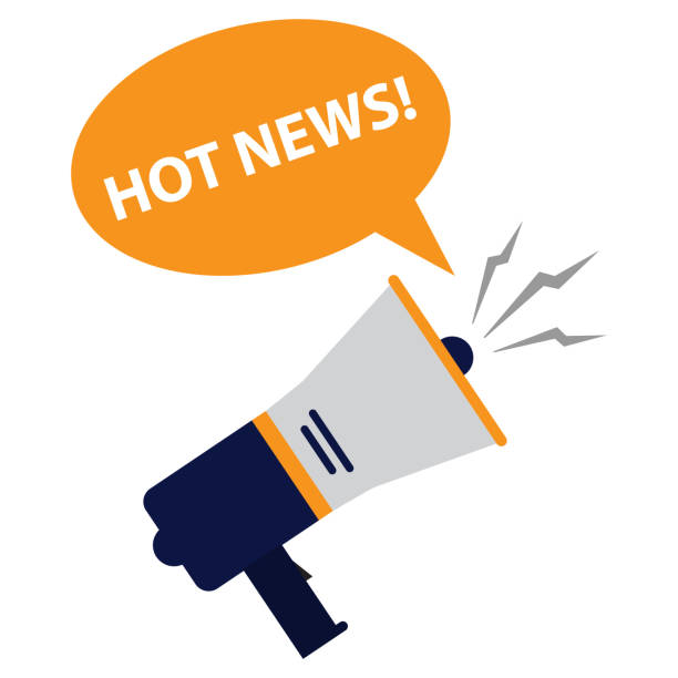 istock Attention is hot news. Loudspeaker on a white background with a yellow hot news message. Flat design, vector illustration 1168584679
