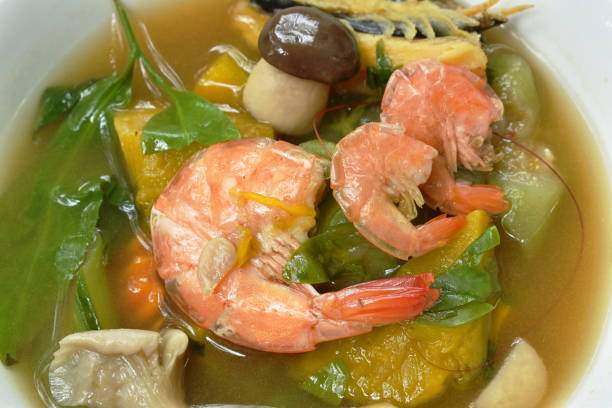 istock boiled spicy mixed vegetable with shrimp and smoked dry fish soup 1168585327