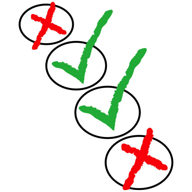 istock Green checkmark OK and red X icons, isolated on white background. Flat design, vector. 1168585410