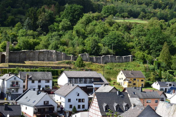 view across small fortified town Dausenau