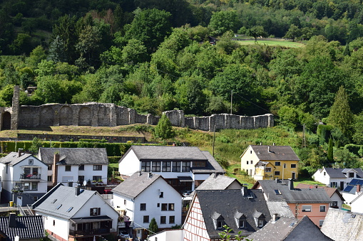 view across small fortified town Dausenau