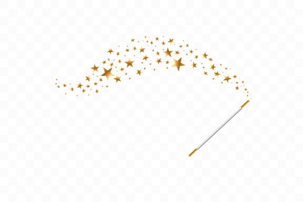 istock Magic wand with a stars on transparent background. Trace of gold dust. Magic abstract background isolated. Miracle and magic. Vector illustration flat design 1168586868