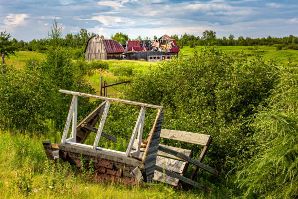 Old falling down barn of Saguenay-Lac St-Jean, Quebec, Canada