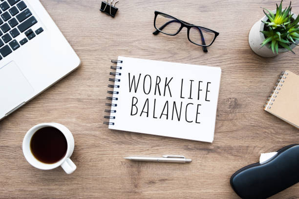 istock Notebook with work life balance text on it. Top view, flat lay. 1168587535