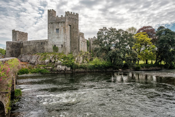 Cahir Castle, Cahir, County Tipperary, Ireland - 15th May 2019. Built in the 13th century, Cahir Castle is one of Ireland's largest castles and stands on the river Suir in the town of Cahir in Ireland.