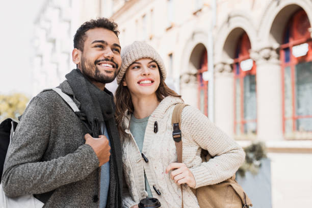 istock Beautiful happy couple winter portrait 1168604021