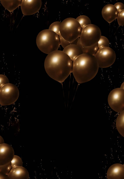 istock Golden balloons on night sky 1168604162