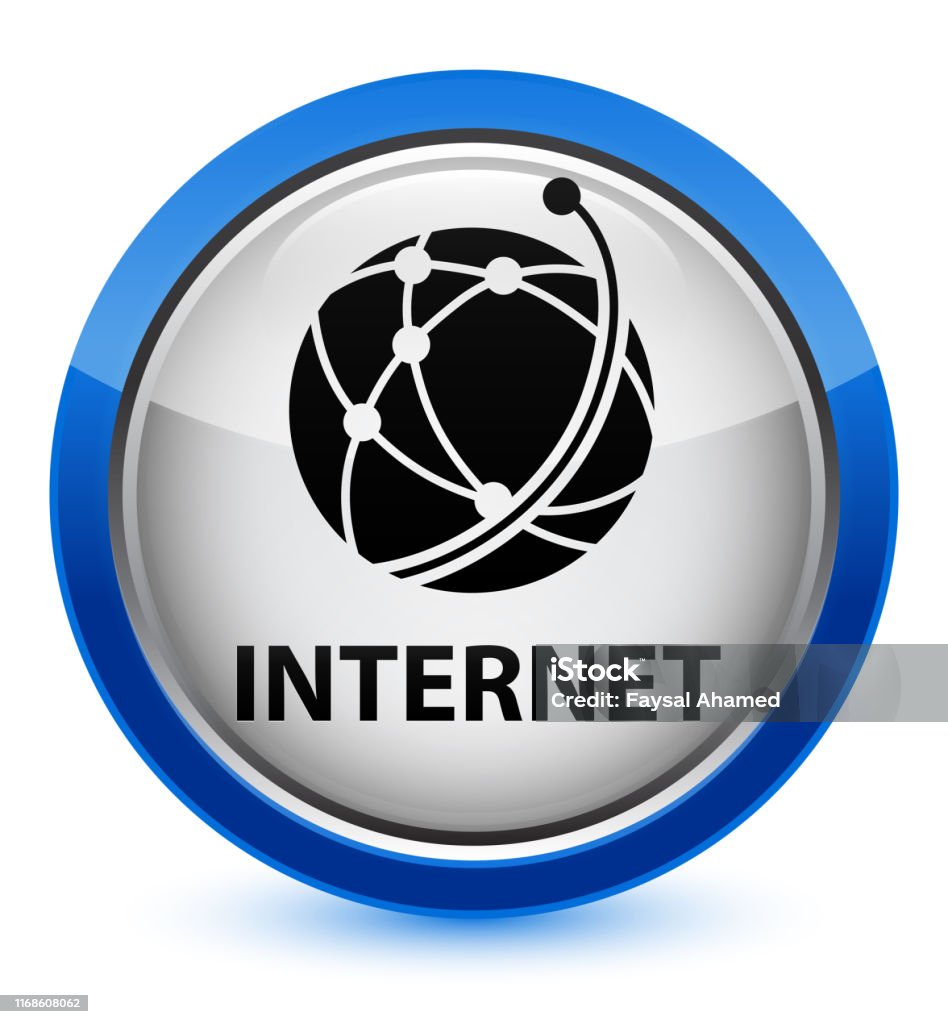 Internet Sign Blue Internet Crystal Blue Round Button Stock Illustration - Download Image ...