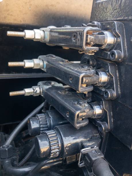 istock iron hydraulic pipes inside the tractor engin 1168609071